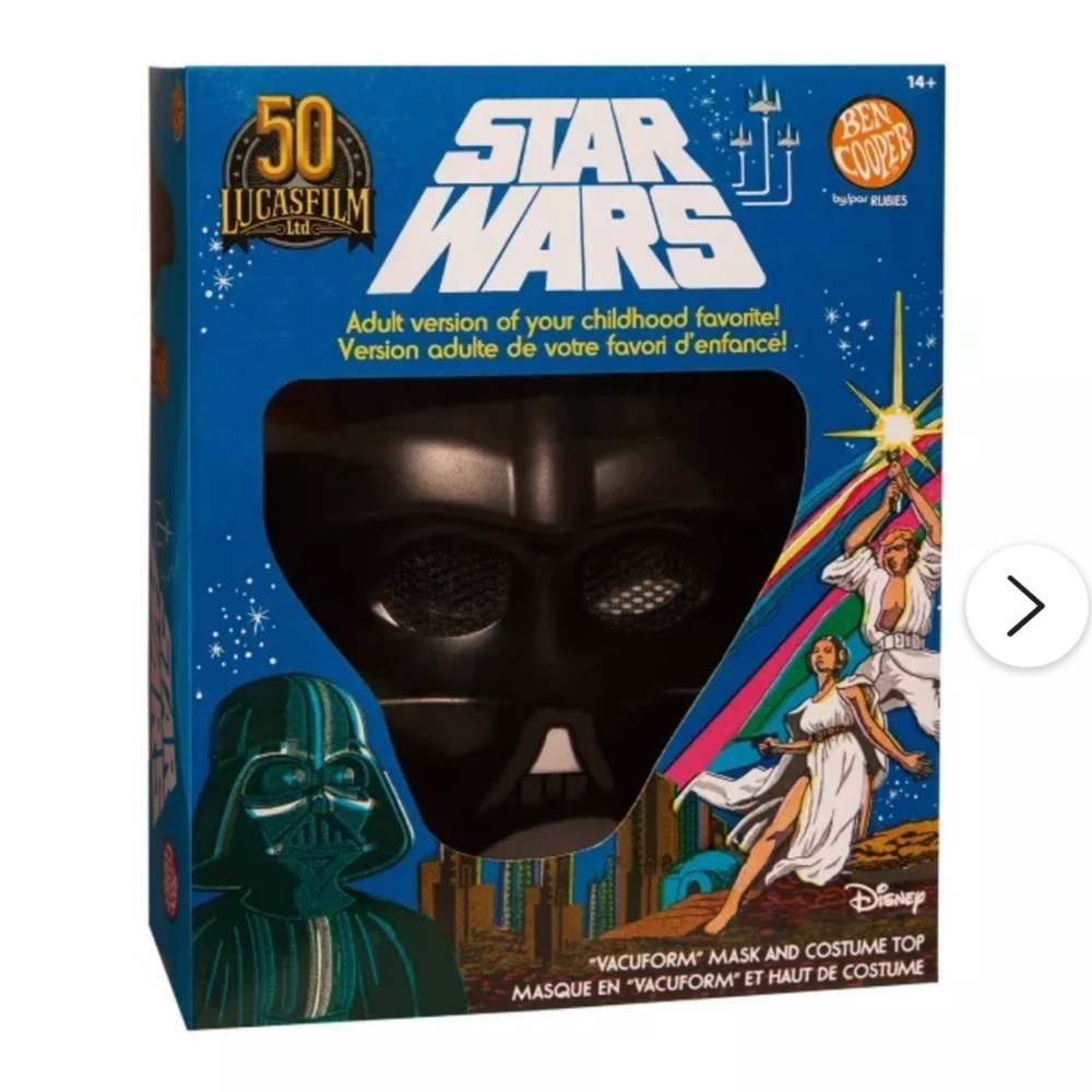 NEW 50th Anniv. Star Wars DARTH VADER Ben Cooper Halloween Mask Costume Adult
